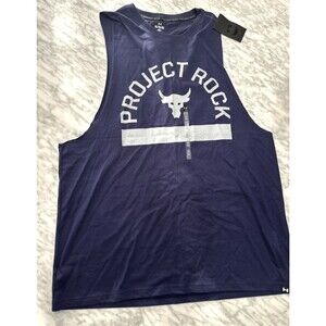 Under Armour Project Rock Brahma Bull blue Tank top gym shirt Men's XL NEW
